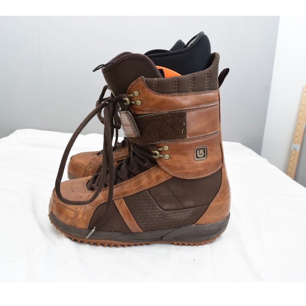 Burton Freestyle Snowboard Boots Size 10 Brown Leather Lace Up Mens Winter Gear
